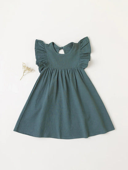 Baby Girls' Tie-back Overall Dress: Cotton Summer Casual Wear