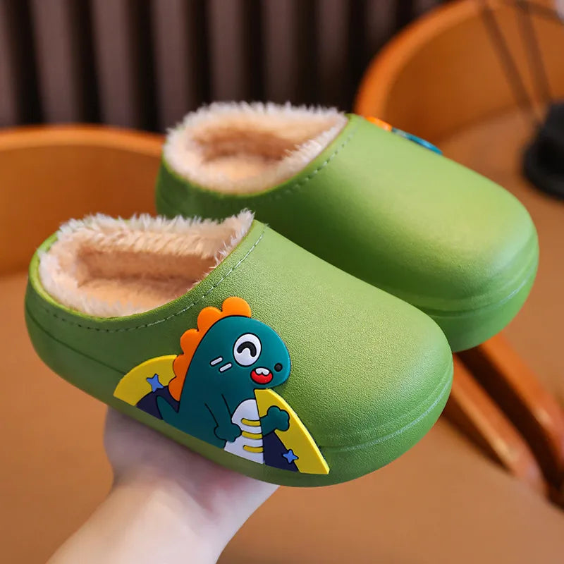 Cartoon Winter Slippers - Warm, Waterproof, Non-Slip for Kids and Parents