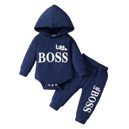 Newborn Boy 2PCS Set: Hoodie Jumpsuit + Pants
