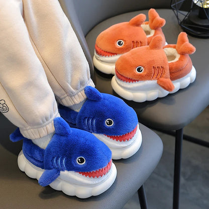Cartoon Shark Cotton Slippers - Warm and Non-slip for Kids (Winter Edition)