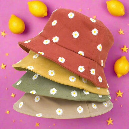 Summer Daisy Pattern Bucket Hat: Cute Flower Sun Hat for Kids