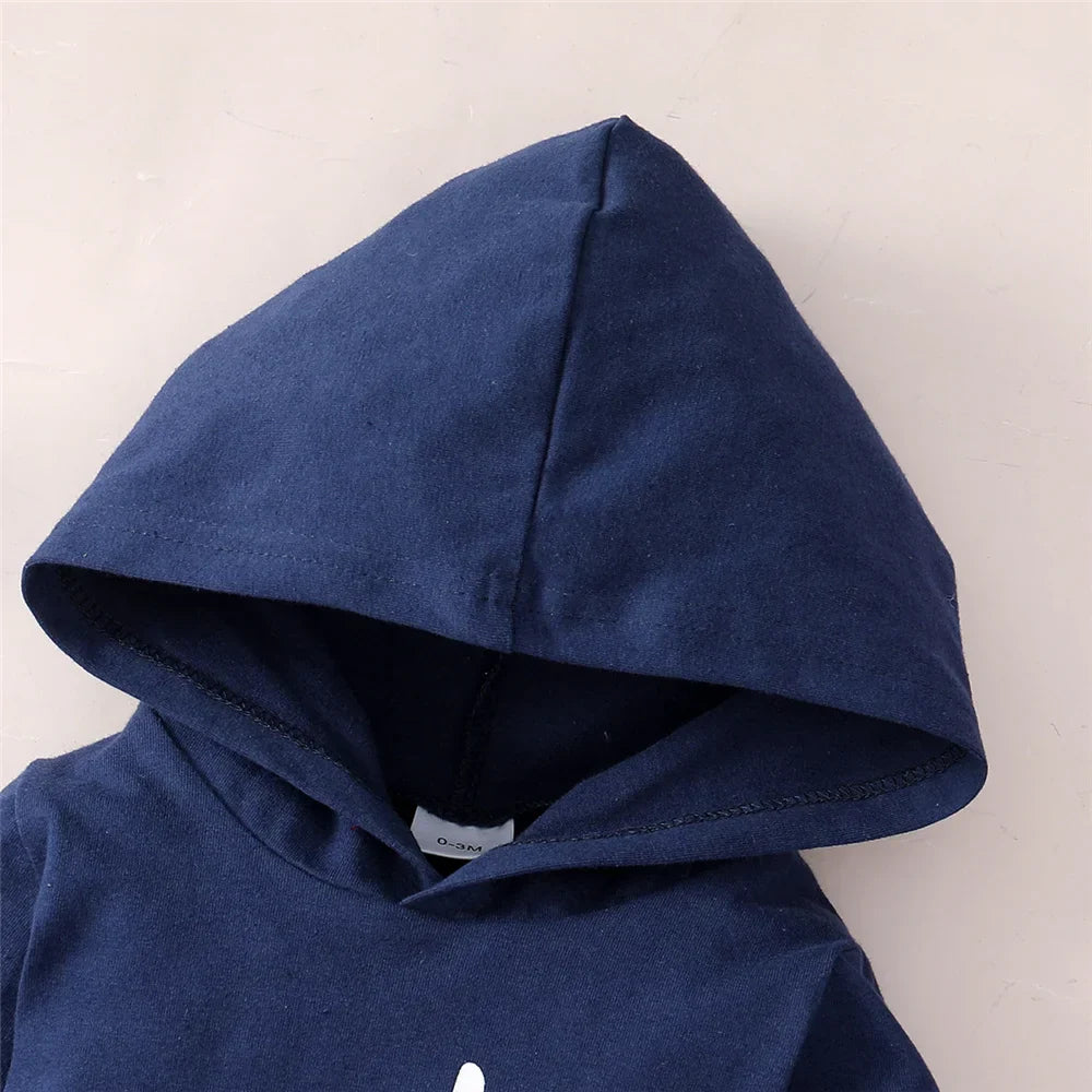 Newborn Boy 2PCS Set: Hoodie Jumpsuit + Pants