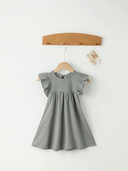 Baby Girls' Tie-back Overall Dress: Cotton Summer Casual Wear