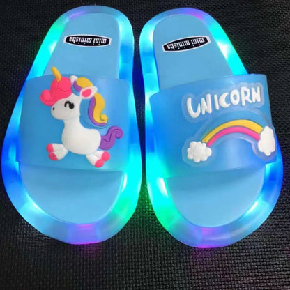 Cartoon Unicorn Slippers: Lighted Fashion for Kids
