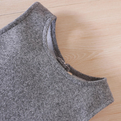 Girls' Autumn/Winter Bow Fleece Coat+Tank Top Dress+Beret