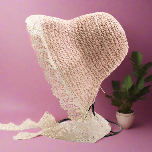 Summer Princess Lace Straw Sun Hat for Girls 2-5Y