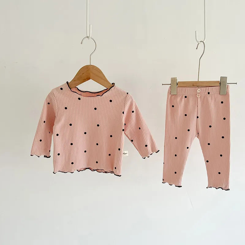 Spring Baby Dot Print Sleeper Set - Infant Indoor Wear