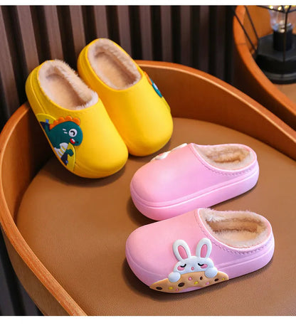 Cartoon Winter Slippers - Warm, Waterproof, Non-Slip for Kids and Parents