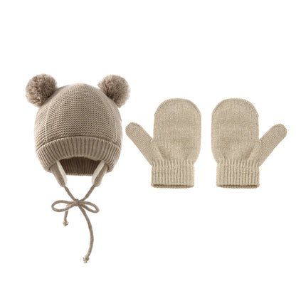 Cute Knitted Pompom Baby Hat & Glove - Winter Essential for Newborns