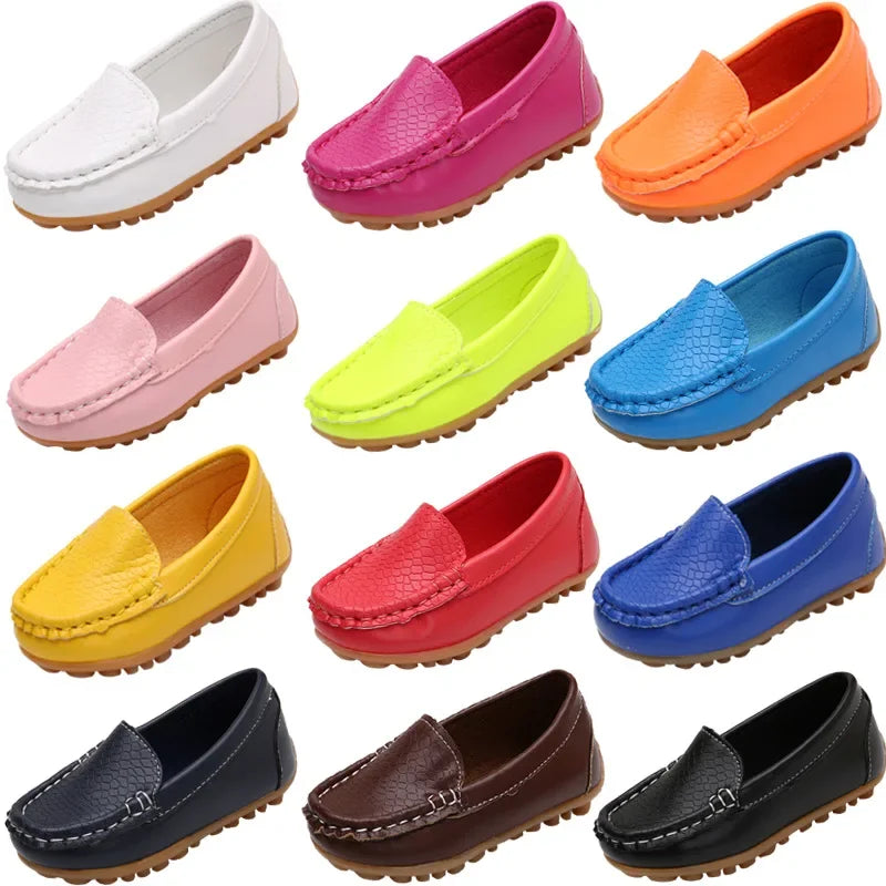 Kids' PU Leather Slip-On Moccasin Loafers