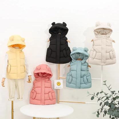 Toddler Hooded Cotton Padded Vests (1Yrs-7Yrs)