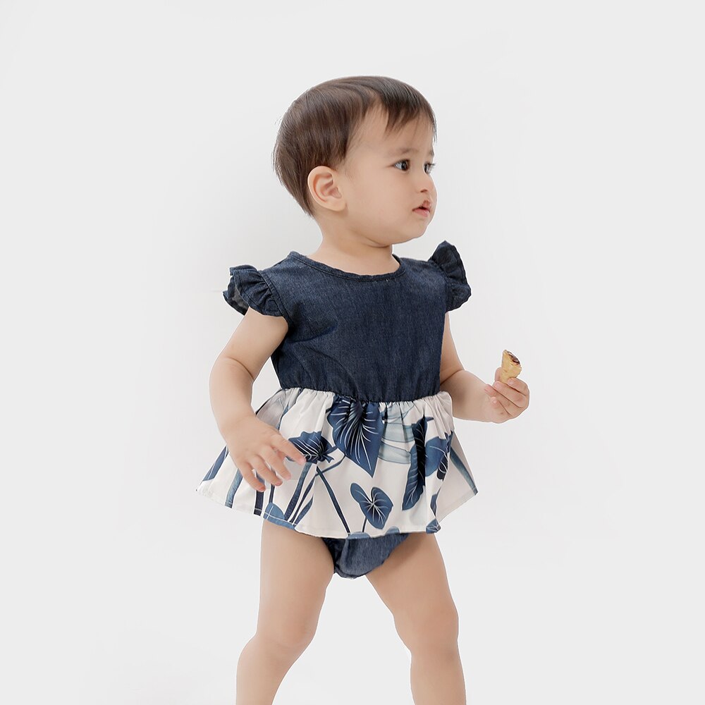 Family Matching Dress Flower Pattern Ruffle Sleeve For Mother Daughter Dress