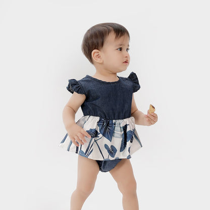 Family Matching Dress Flower Pattern Ruffle Sleeve For Mother Daughter Dress