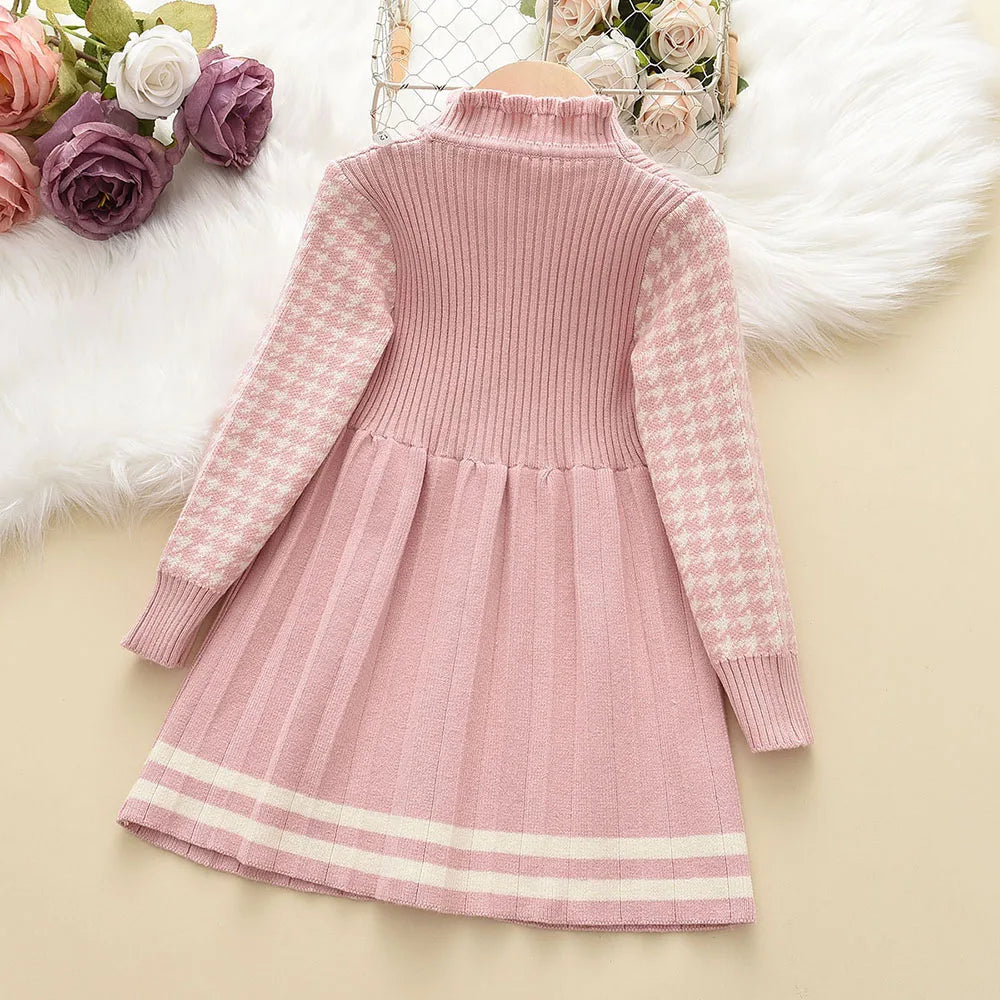 Girl's Sweater Dress - Autumn/Winter Knitted Princess Costume (4Y-8Y)