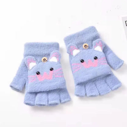 Cute Winter Gloves - Warm Faux Fur Knit for Kids