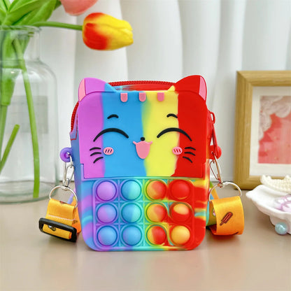 Girls Cute Cat Messenger Bag: Stylish & Educational