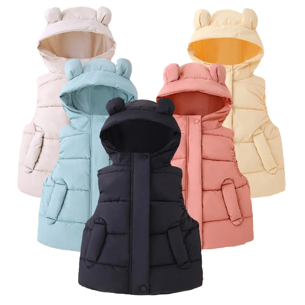 Toddler Hooded Cotton Padded Vests (1Yrs-7Yrs)