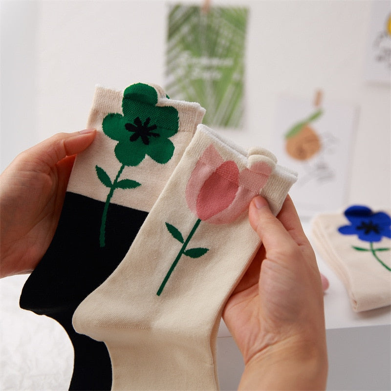 Casual Female Cute Floral Socks