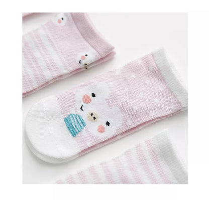 5 Pairs Infant Baby Socks (Newborn-2Y) - Cotton Mesh, Cute & Comfy
