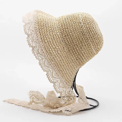 Summer Princess Lace Straw Sun Hat for Girls 2-5Y