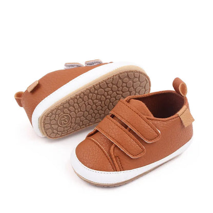 Rubber Sole Baby Sneakers - Solid Color Non-Slip Shoes