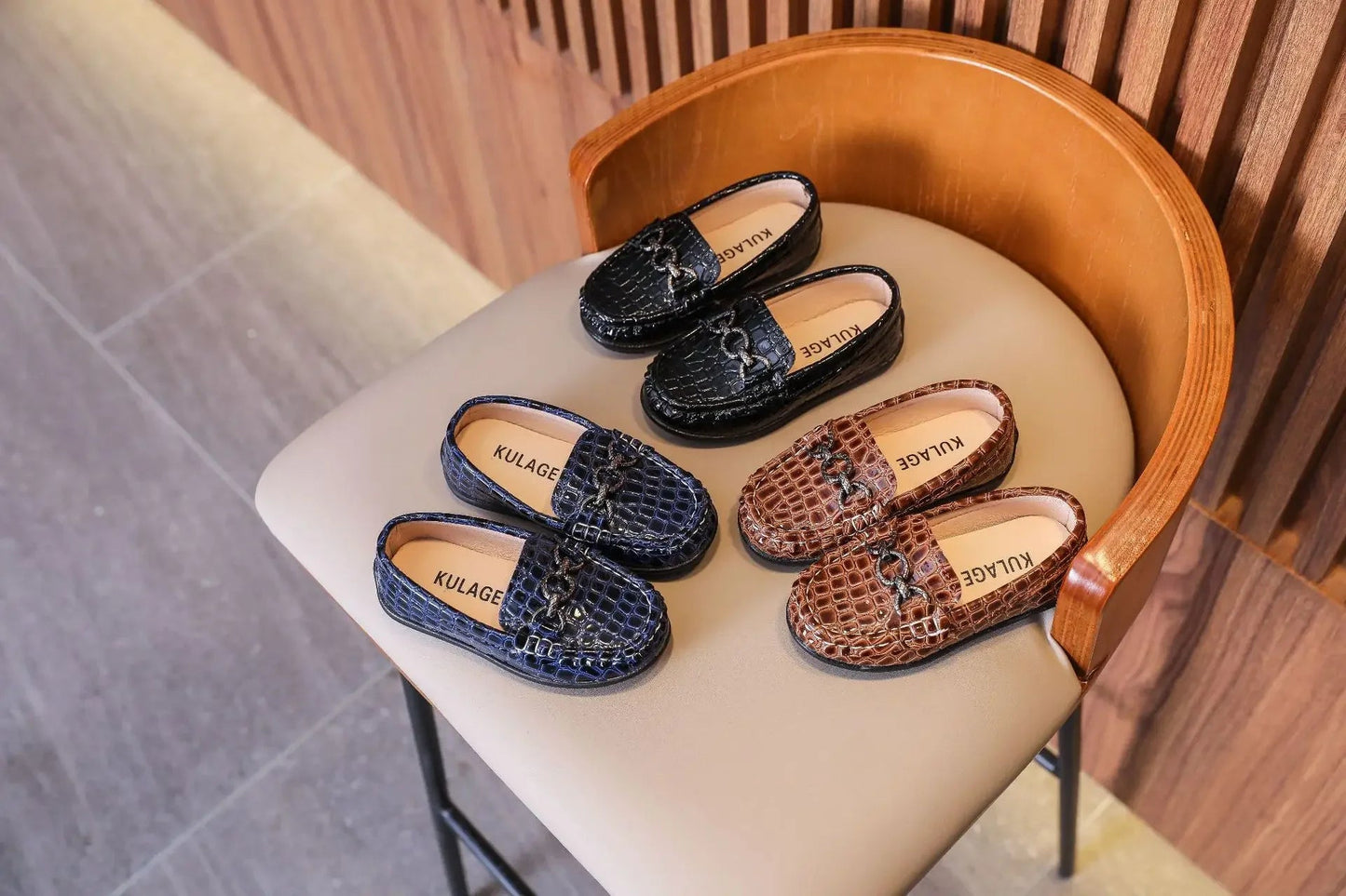 Baby Boys' Leather Loafers: Casual Flats with Metal Buckle