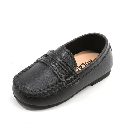 Boys' Leather School Loafers: Simple Slip-On Classic Formal Shoes
