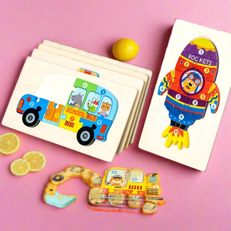Educational Wooden 3D Car Puzzle
