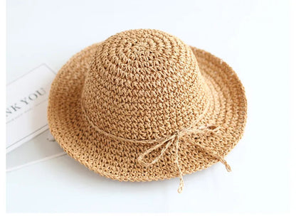 Child Summer Straw Hat: Foldable Beach Cap