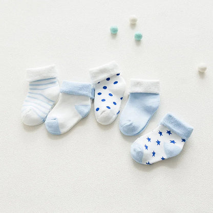 5 Pairs Thicken Cartoon Comfort Cotton Newborn Socks