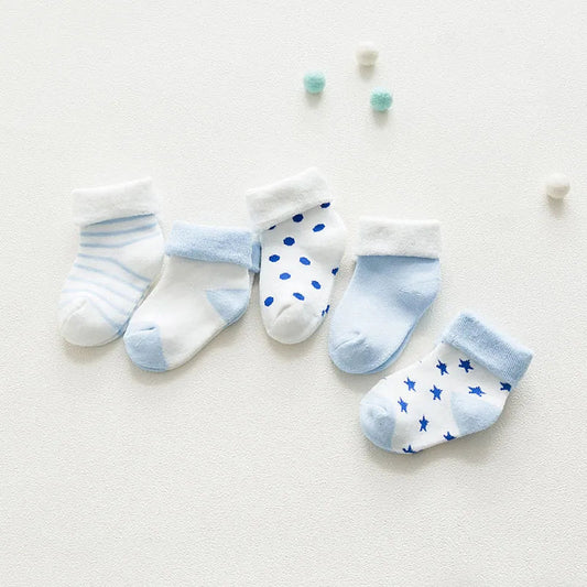 5 Pairs Thicken Cartoon Comfort Cotton Newborn Socks