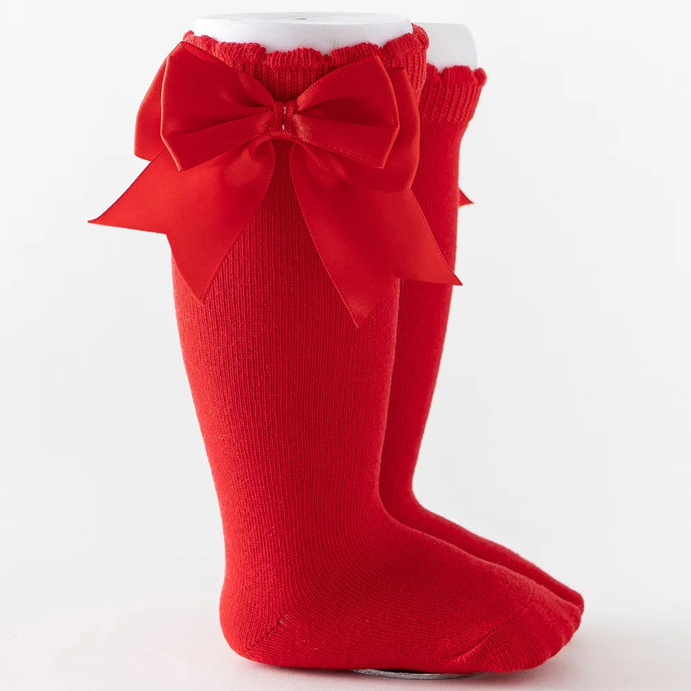 Kids Knee High Socks with Big Bow (Newborn-7 Years)