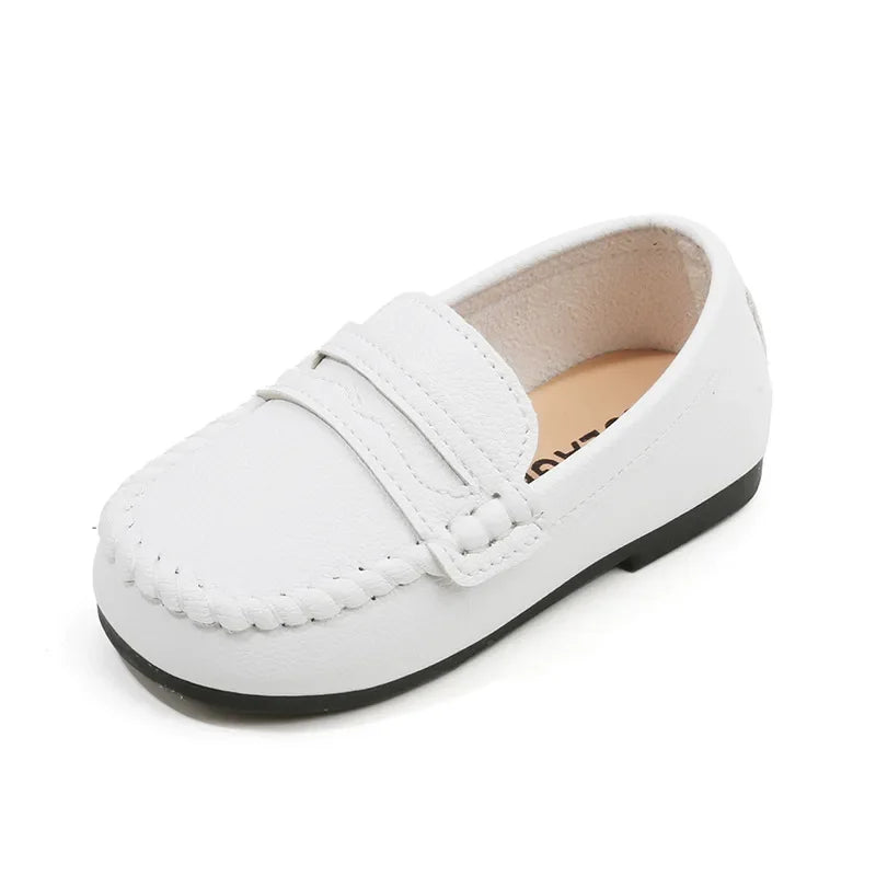 Boys' Leather School Loafers: Simple Slip-On Classic Formal Shoes