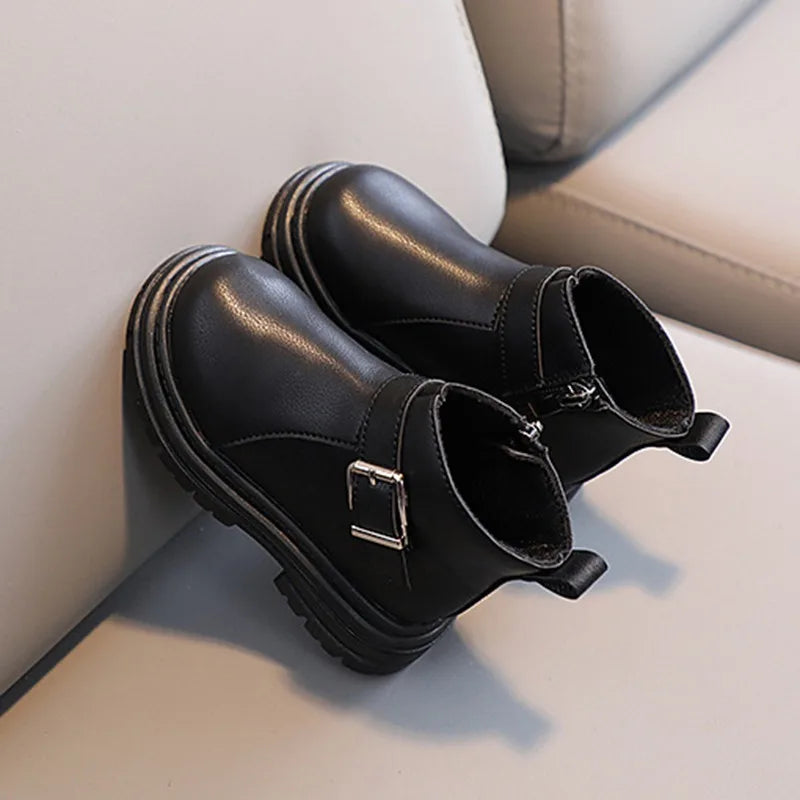 Autumn Winter Children's Snow Boots: Warm and Casual Leather Boots