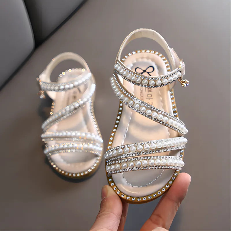 Bling Rhinestone Princess Sandals: Fashionable Summer Shoes for Little