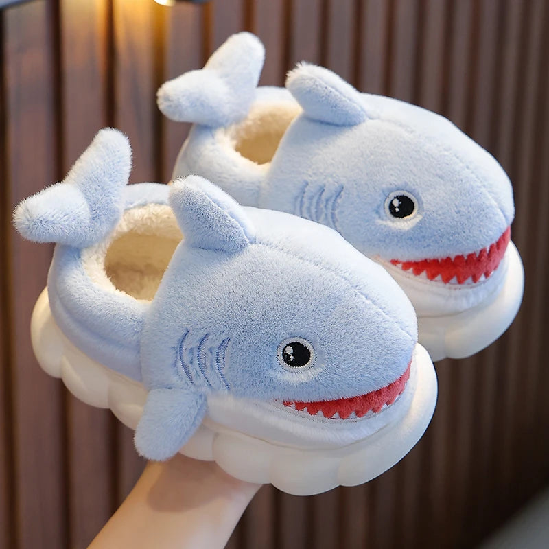 Cartoon Shark Cotton Slippers - Warm and Non-slip for Kids (Winter Edition)