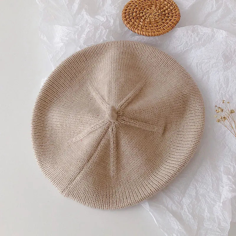 Fashion Baby Beret: Vintage Knitted Hat for Kids