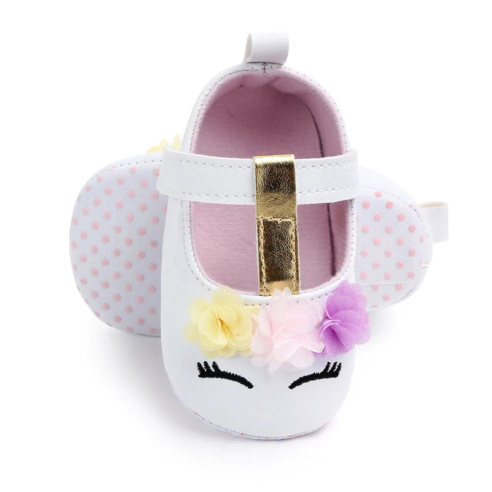 Prewalking Shoes: Soft PU Toddler Girl Shoes with Cute Flower Design