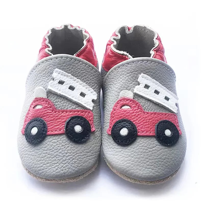 Cow Leather Baby Booties - Soft Soles, Non-Slip Infant Shoes