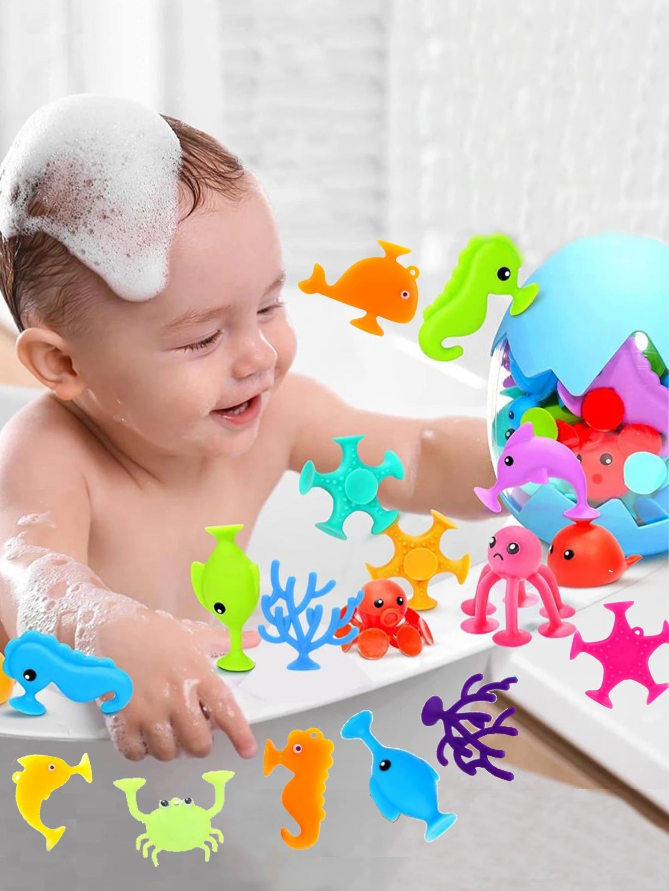 9-Piece Ocean Animal Bath Toys Set for Baby's Bath Time
