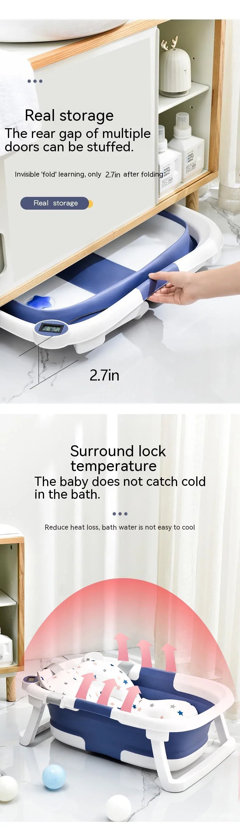 Real-time Temperature Silicone Baby Bath Tub