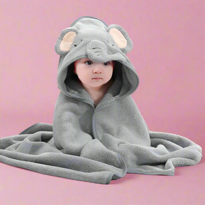 Super Soft Cartoon Hooded Baby Bath Towel - Cozy and Cute