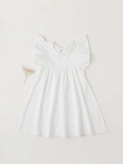 Baby Girls' Tie-back Overall Dress: Cotton Summer Casual Wear