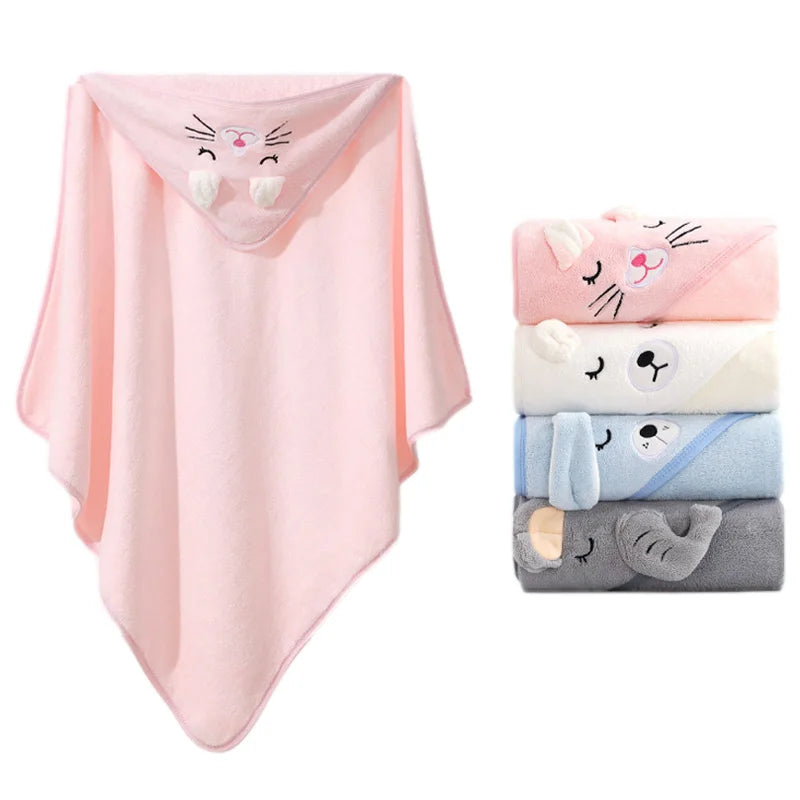 Cartoon Animal Hooded Baby Towel - Cozy Bath Time Essential
