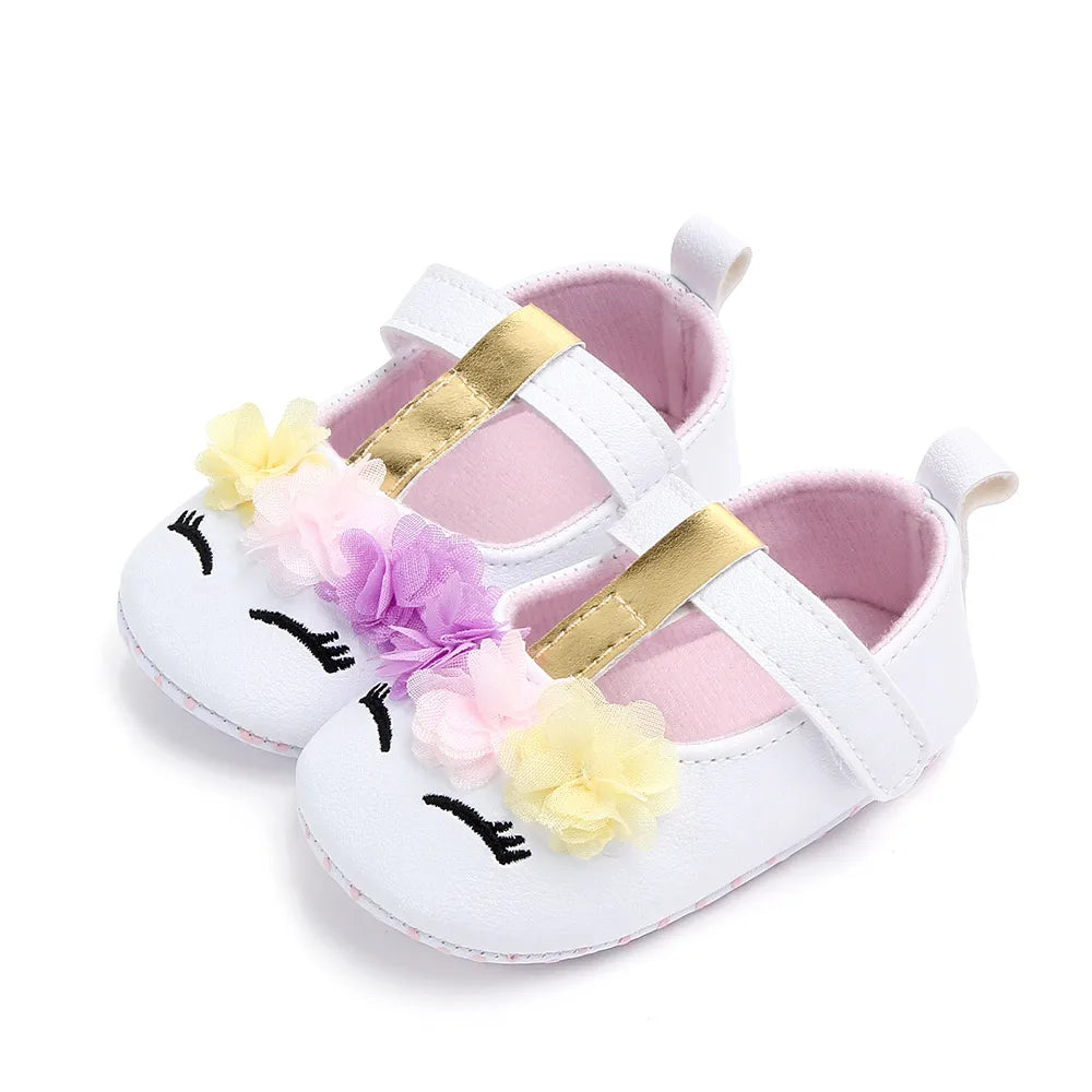 Prewalking Shoes: Soft PU Toddler Girl Shoes with Cute Flower Design