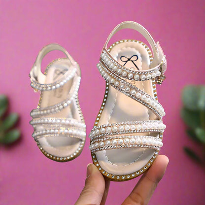 Bling Rhinestone Princess Sandals: Fashionable Summer Shoes for Little