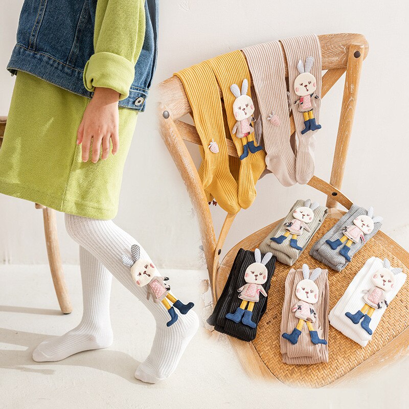 Pantyhose of Knitted Cartoon Rabbit Kids Girls Tight