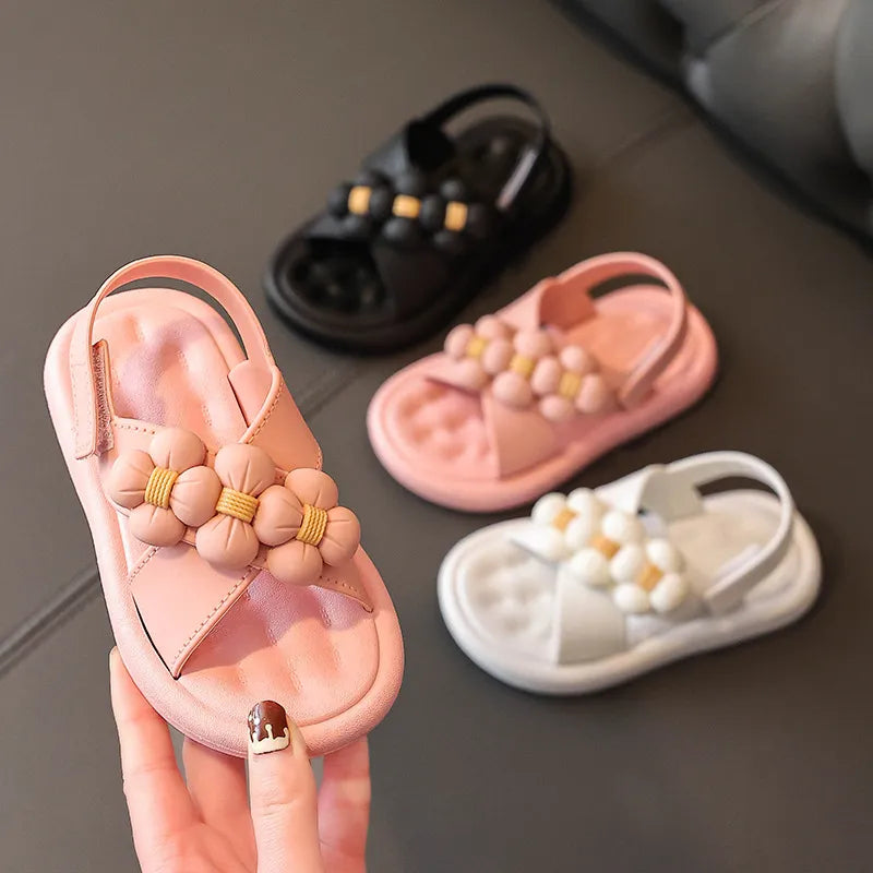 Princess Flower Platform Sandals: Stylish and Comfortable Pink Flats for Girls