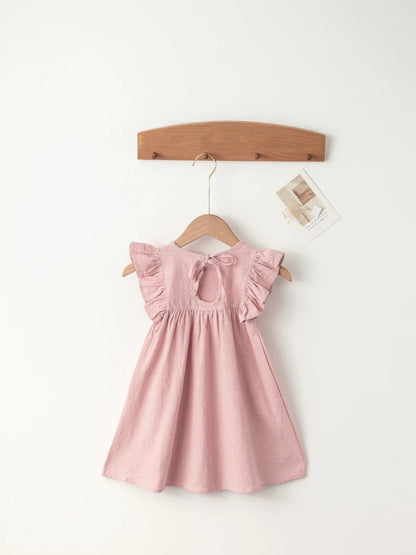 Baby Girls' Tie-back Overall Dress: Cotton Summer Casual Wear