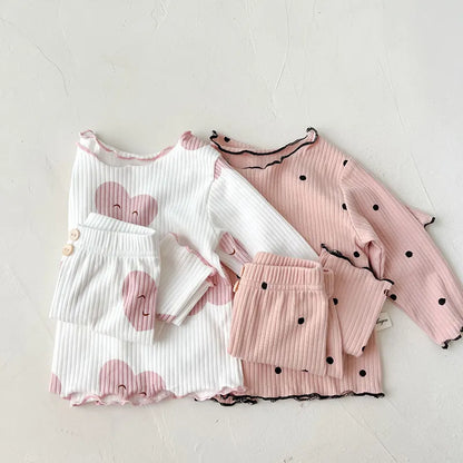 Spring Baby Dot Print Sleeper Set - Infant Indoor Wear